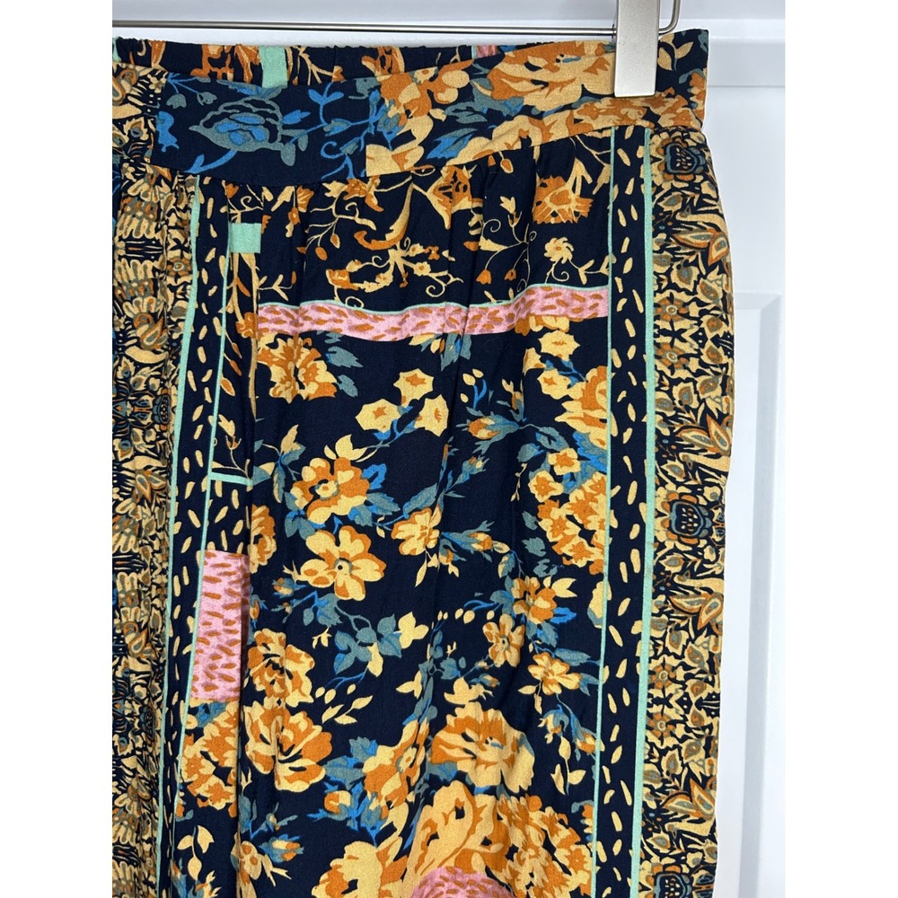 Jase Pull On Stretch Womens Floral Patchwork Wide Leg Boho Palazzo Pants Medium - Picture 3 of 8